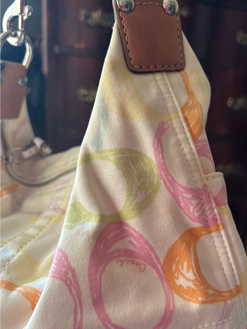 Coach Multicolor Pastel Signature Ring Shoulder Bag - Cream - Picture 9 of 13